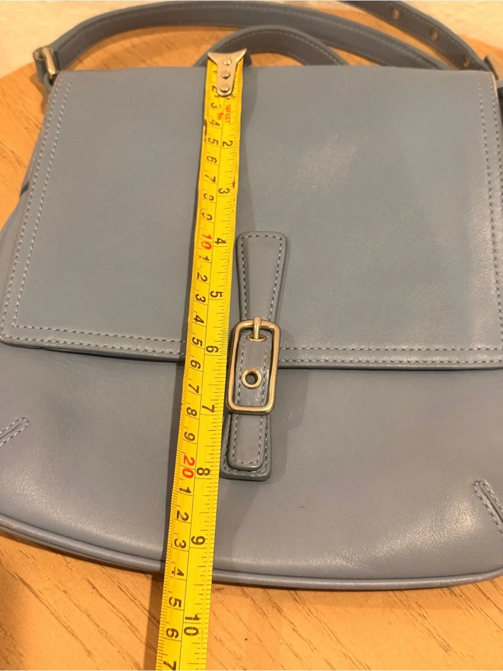 Coach Dusty Blue Leather Buckle Crossbody